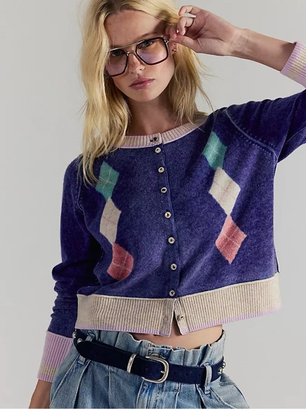 NWOT Free People Nocturnal Patterned Cashmere Cardi XL